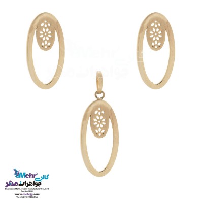 نیم ست طلا - آویز و گوشواره - طرح هندسی