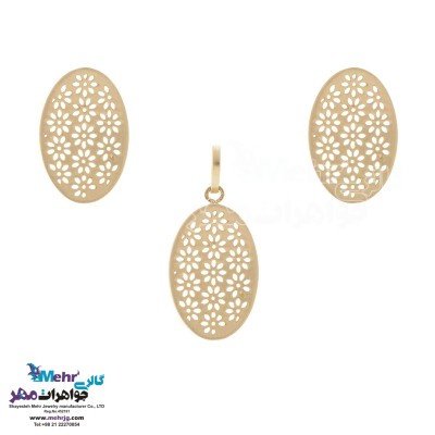 نیم ست طلا - آویز و گوشواره - طرح هندسی