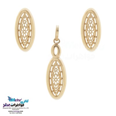 نیم ست طلا - آویز و گوشواره - طرح هندسی