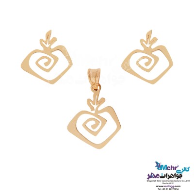 نیم ست طلا - آویز و گوشواره - طرح انار