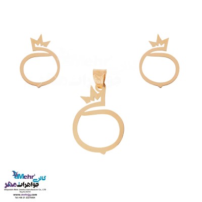 نیم ست طلا - آویز و گوشواره - طرح انار