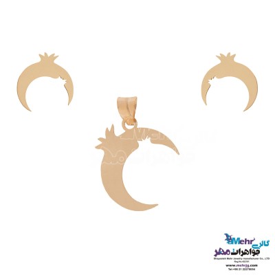 نیم ست طلا - آویز و گوشواره - طرح انار