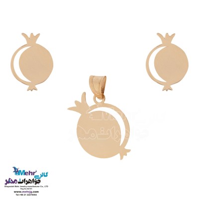 نیم ست طلا - آویز و گوشواره - طرح انار