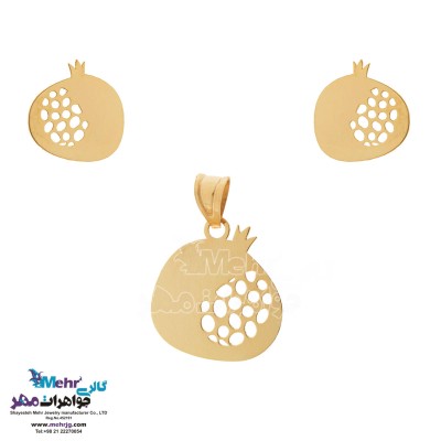 نیم ست طلا - آویز و گوشواره - طرح انار