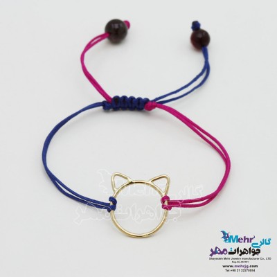 دستبند طلا و بافت - طرح گربه