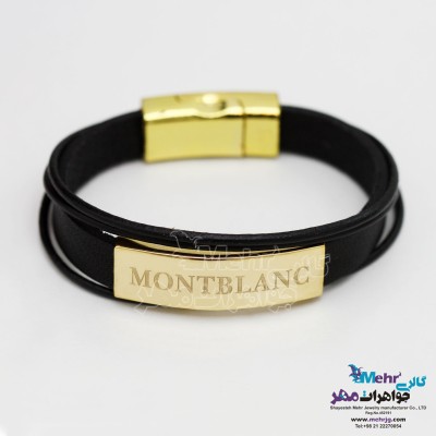 دستبند طلا و چرم - طرح مون بلان