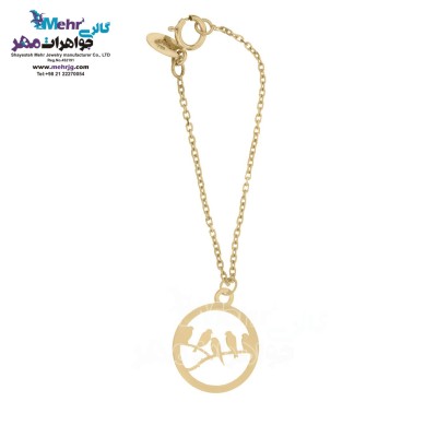 آویز ساعت طلا - طرح پرنده و شاخه