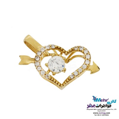 آویز طلا - طرح قلب و تیر