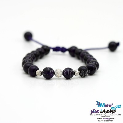 دستبند طلا و سنگ - طرح گوی برفی
