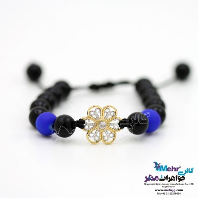 دستبند طلا و سنگ - طرح گل یاسمن