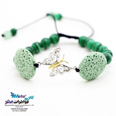 دستبند طلا و سنگ - طرح پروانه