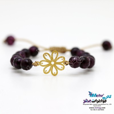 دستبند طلا و سنگ - طرح گل