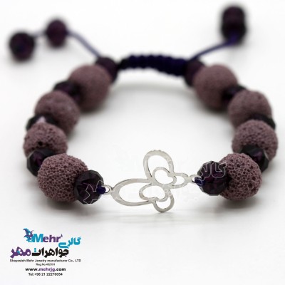 دستبند طلا و سنگ - طرح پروانه