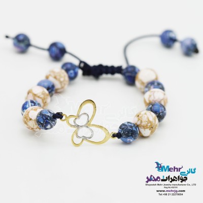 دستبند طلا و سنگ - طرح پروانه