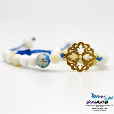 دستبند طلا و سنگ - طرح گل