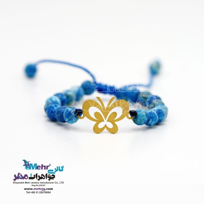 دستبند طلا و سنگ - طرح پروانه