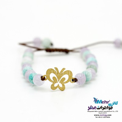 دستبند طلا و سنگ - طرح پروانه
