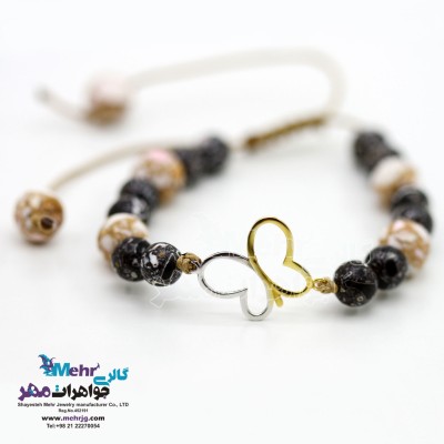 دستبند طلا و سنگ - طرح پروانه