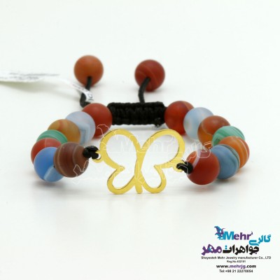 دستبند طلا و سنگ - طرح پروانه