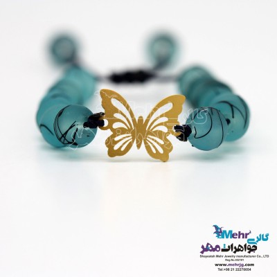 دستبند طلا و سنگ - طرح پروانه