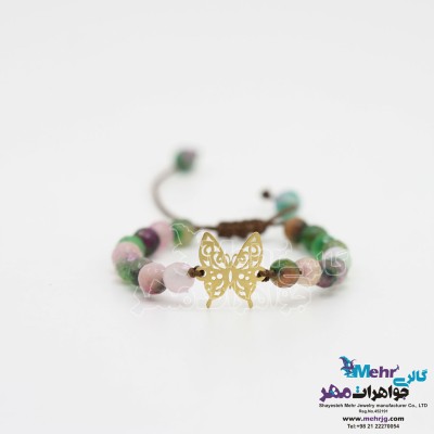دستبند طلا و سنگ - طرح پروانه