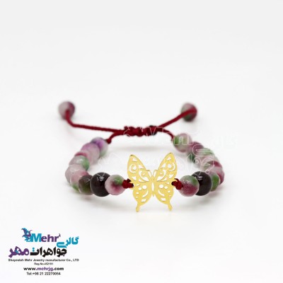 دستبند طلا و سنگ - طرح پروانه