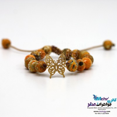 دستبند طلا و سنگ - طرح پروانه