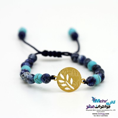 دستبند طلا و سنگ - طرح گندم
