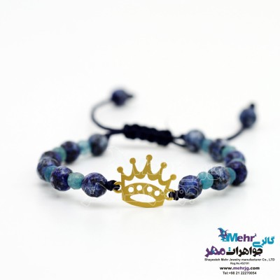دستبند طلا و سنگ - طرح تاج