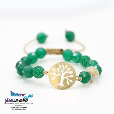 دستبند طلا و سنگ - طرح درخت زندگی