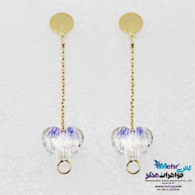 گوشواره طلا - سنگ سواروسکی قلب