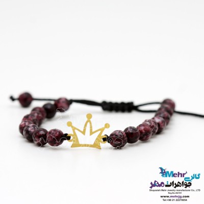 دستبند طلا و سنگ - طرح تاج