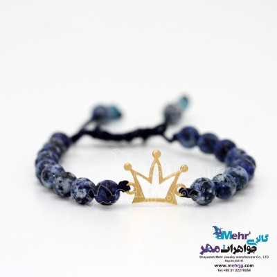 دستبند طلا و سنگ - طرح تاج