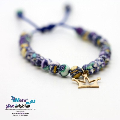 دستبند طلا و سنگ - طرح تاج