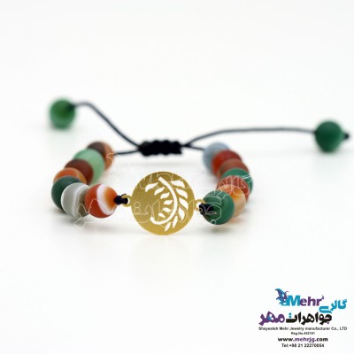 دستبند طلا و سنگ - طرح گندم