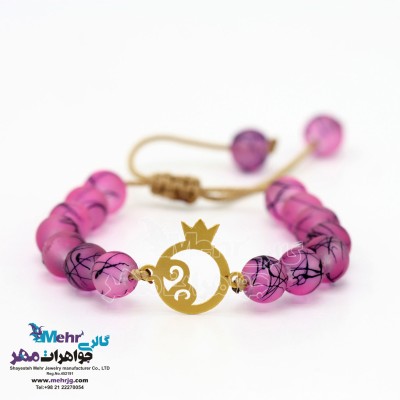 دستبند طلا و سنگ - طرح انار