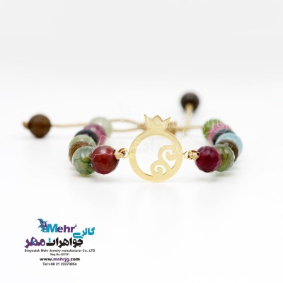 دستبند طلا و سنگ - طرح انار