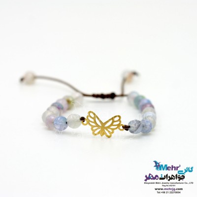 دستبند طلا و سنگ - طرح پروانه