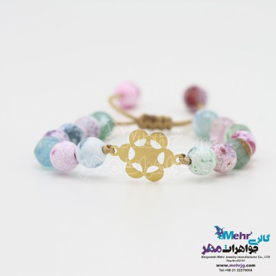 دستبند طلا و سنگ - طرح گل یاسمن