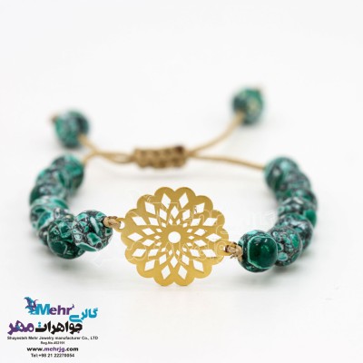 دستبند طلا و سنگ - طرح شمسه