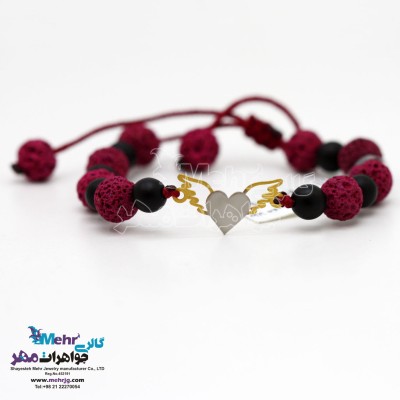 دستبند طلا و سنگ - طرح بال عشق