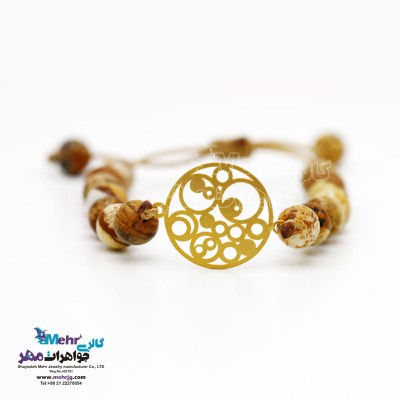 دستبند طلا و سنگ - طرح هندسی