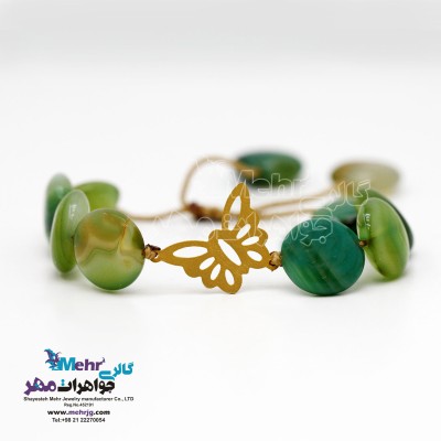 دستبند طلا و سنگ - طرح پروانه