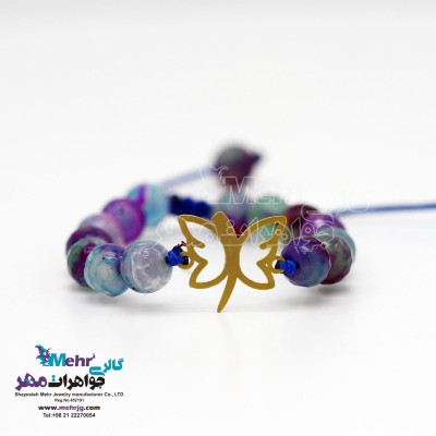 دستبند طلا و سنگ - طرح پروانه