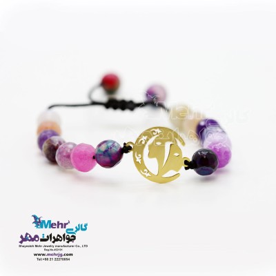 دستبند طلا و سنگ - طرح ماه تولد خرداد