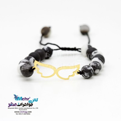 دستبند طلا و سنگ - طرح بال