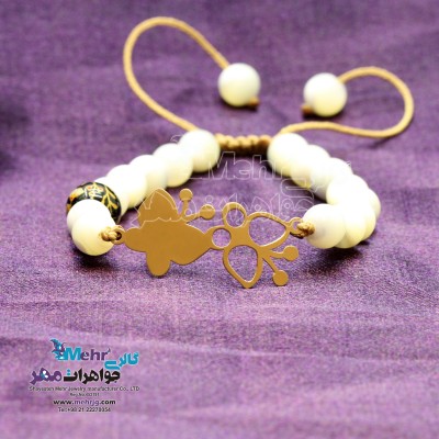 دستبند طلا و سنگ - طرح پروانه