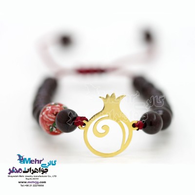 دستبند طلا و سنگ - طرح انار