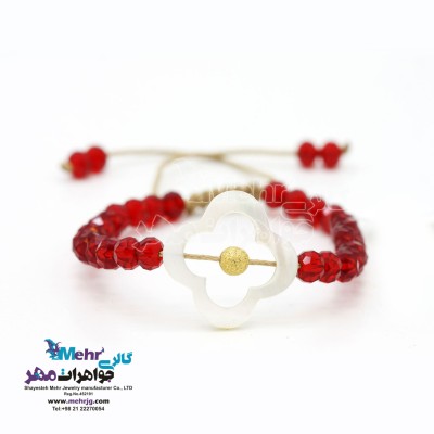 دستبند طلا و مهره - طرح گوی برفی