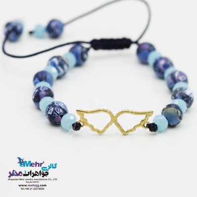 دستبند طلا و مهره - طرح بال